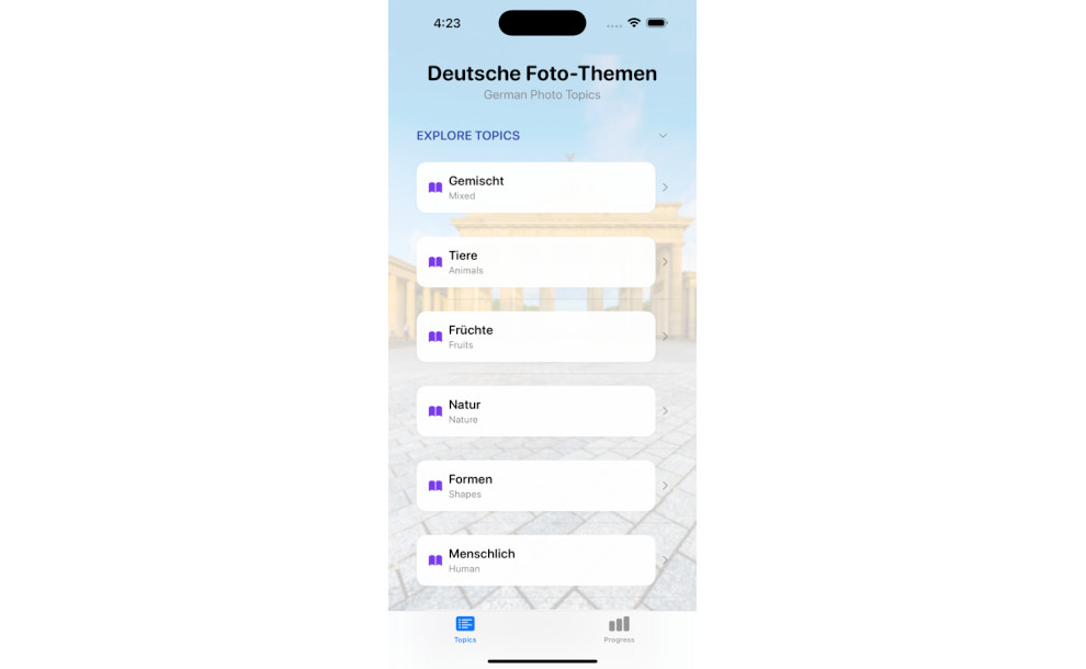 German: Words from Pictures iPhone educational apps